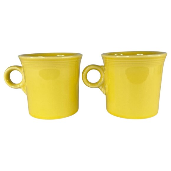 2 Fiesta Yellow Sunflower Ceramic Coffee Mugs O Ring Handle Cup 8 Ounce Unused - Picture 3 of 9